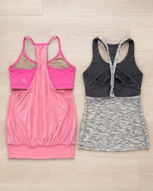Lululemon Tank Tops Bundle of 2 Pink Grey Racerback Shelf Bra Size 4 Workout thumbnail 2