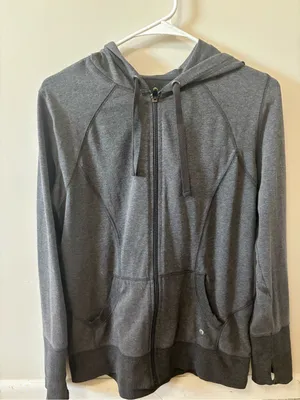 Xersion Dark Gray Full-Zip Hooded Sweatshirt thumbnail 1