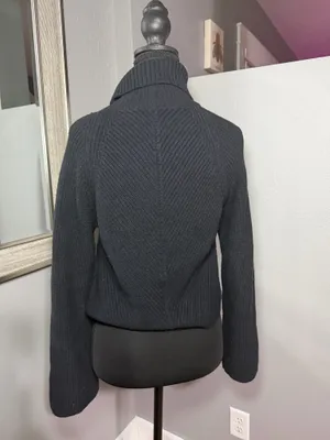 Maeve x Anthropologie cropped black wool blend turtleneck sweater size small. thumbnail 4