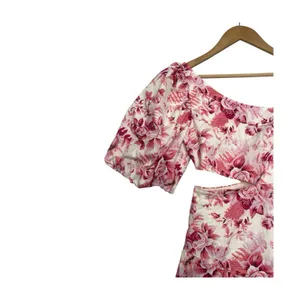 Hello Molly Sweetest Kind Mini Dress Womens X Small Pink Floral Puff Sleeve thumbnail 7