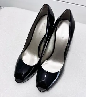 Nine West Black Peep Toe Heels Patent Upper Leather Open Toe Heels Pumps Size 9M thumbnail 5