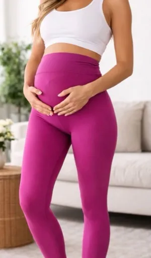 Hatch Magenta Maternity High-Waist Leggings thumbnail 1