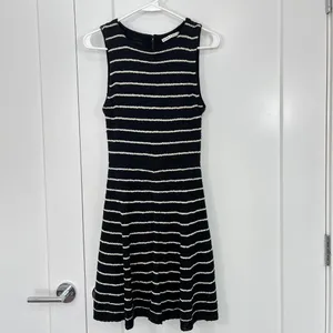 Alice + Olivia Small Black, White Monah Pinstripe Stretch Knit Sleeveless Dress thumbnail 5
