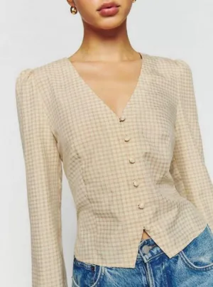 💕REFORMATION💕 Callie Top - Yellow Plaid ~ 4 NWOT thumbnail 5