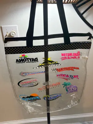 Clear Graphic Logo Tote Bag with Black Trim White thumbnail 1