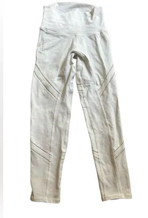 ALO YOGA Crop Leggings Pants w Mesh sz XXS White Gym Run Studio Workout Stretch thumbnail 1