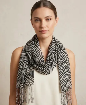 New York & Company Zebra Print Scarf w/ Fringe 🦓 thumbnail 1