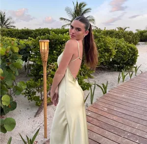 ZARA Dress Sage green Slip Midi Satin Effect Maxi Wedding Party thumbnail 10