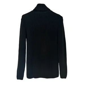 L.L. Bean Vintage Women's Size Small Black Chunky Rib Knit Turtleneck Sweater thumbnail 2