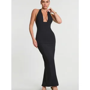 Oh Polly Black Halter Maxi Dress US 8 Bodycon Formal Stretch thumbnail 8