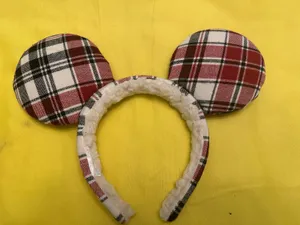 Disney Parks 2022 Holiday Plaid Sherpa Minnie Mouse Ear Headband thumbnail 1