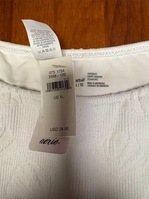 aerie White Textured Shell High-Cut Bikini Bottoms Lined XL thumbnail 3