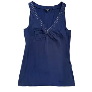 Express Tank Top Womens Small Navy Blue Excellent Studded‎ V-Neck Sleeveless thumbnail 2