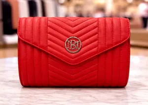 Badgley Mischka Crossbody Chevron Quilted Center Cover - Red thumbnail 1
