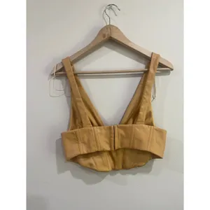 Zara Tan Faux Leather Corset Bustier Crop Top Going Out Size‎ Medium thumbnail 4