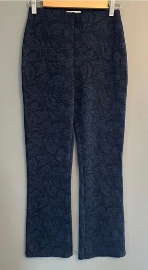 Urban Outfitters navy blue high waisted floral bootcut pants thumbnail 1