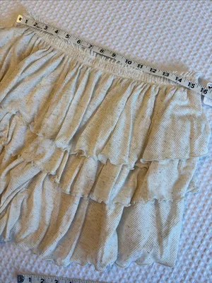 NEW! Free People free-est MILA Neutral Cream Tiered Ruffle Skort Mini Skirt L thumbnail 10