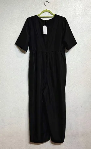 Made With Love Black Short Sleeve Faux Wrap Jumpsuit Sz M NWT thumbnail 9