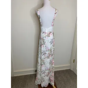 Majorelle Floral Romantic Maxi Dress Bridal Fairy Sz Medium Cream Pink Green thumbnail 5