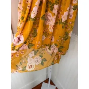 Free People Mustard Floral Halter High-Low Tunic Top XS thumbnail 11