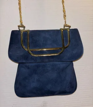 Sheldon Original..Vintage Navy Blue Suede With Gold Toned Crossbody Chain thumbnail 1