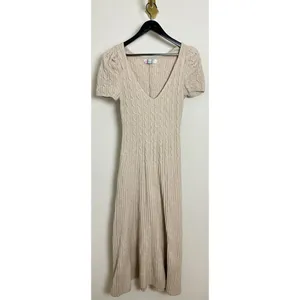 FREE PEOPLE Madsen Midi Dress in Oatmilk Size Large thumbnail 5
