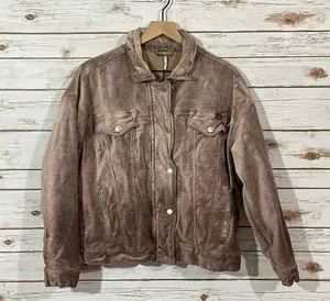 Free People Velvet Trucker Jacket - Mauve - XS/S thumbnail 5