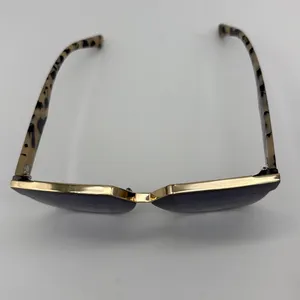 ISLANDR Sunglasses. Stylish Tan and black print with gold trim on the top. thumbnail 6
