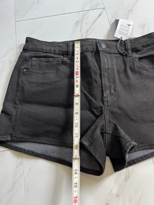 NWT American Eagle Power Fit 360 High Rise Shortie Stretch Black Denim Shorts 14 thumbnail 9