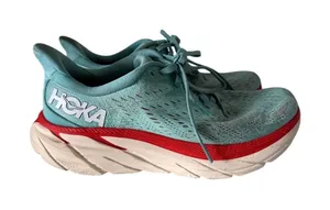 HOKA Clifton 8 Womens Running Shoes Size 8.5 Blue Red Cushioned Sneakers thumbnail 1