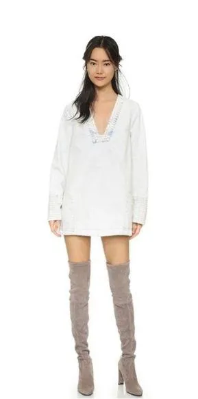 FREE PEOPLE "Dreaming of Denim" Tunic Dress/Top Cloud Wash Small (Oversized) NWT thumbnail 1