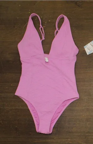 Roxy Womens One Piece Plunge Swimsuit 434001983 Lilac Purple S thumbnail 1