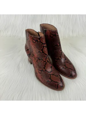 NWOB Madewell The Rosie Snake Embossed Leather Ankle Boots US 8.5 Dark Cinnabar thumbnail 6