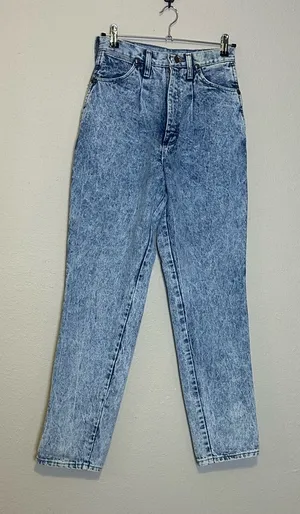 Vintage Wrangler High Waisted Mom Jeans Straight Leg Acid Wash‎ Pleated Size 13 thumbnail 1