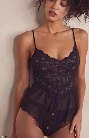 NEW HAH by Free People Womens XS Black Skate HAHround Romper lace button accent thumbnail 2