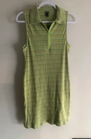 Women’s Polo Dress, Sleeveless Bodycon green striped - Size L thumbnail 1