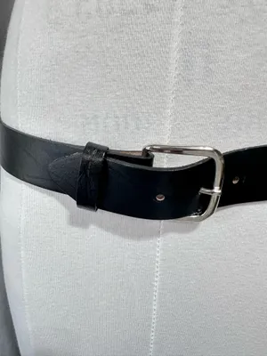 Leather Belt 38 Black Top Grain Oil Ten Leather Tooled Removable Silver Buckle thumbnail 3