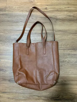 Banana Republic Brown Faux Leather Tote Shoulder Bag Large Carryall Handbag thumbnail 3