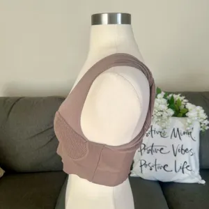 Taupe F21 Ribbed Bustier Crop Top thumbnail 3