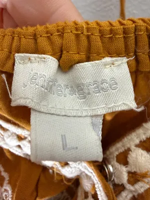 Jennifer‎ & Grace Yellow Embroidered Ruffle White Crochet Trim Large thumbnail 4