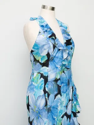 Dress the Population - Kathleen Floral‎ Ruffle Halter Gown thumbnail 9