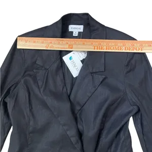 Evereve Minimalist Alexa Black Linen Double-Breasted Blazer Career Office Work thumbnail 7