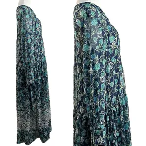 Free people Bohemian See it through Maxi Dress Twilight Floral Large Retro 70s thumbnail 10