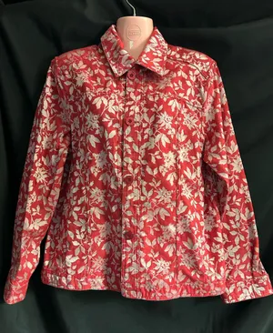 Women’s Vintage Red & Silver Reversible Blazer Jacket MD Size M thumbnail 1