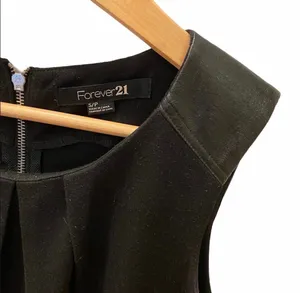 Forever 21 Little Black Dress Sheath Shift Faux Leather Knit S Exposed Back Zip thumbnail 8