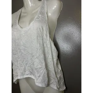 Free People Tank Top Womens Small Silver Lurex Scoop Neck Racerback Cropped thumbnail 4