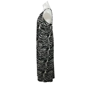 H&M Womens Black Pattered Zebra Print Sleeveless Oversized Maxi Tank Dress Sz S thumbnail 2