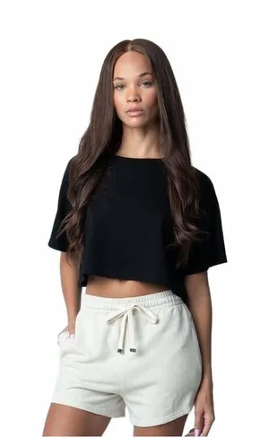 Talentless Cropped T-Shirt Tee Boxy Oversized Black Women's Size Medium thumbnail 1