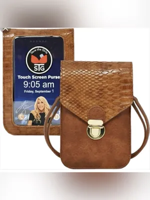 Lori Greiner Brown Faux Snakeskin Crossbody Touchscreen Phone Bag New thumbnail 2