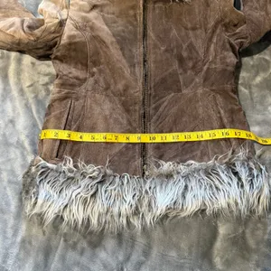 Wet Seal Suede Leather Faux Fur Trim Afghan Jacket M Penny Lane Indie Sleeze thumbnail 12